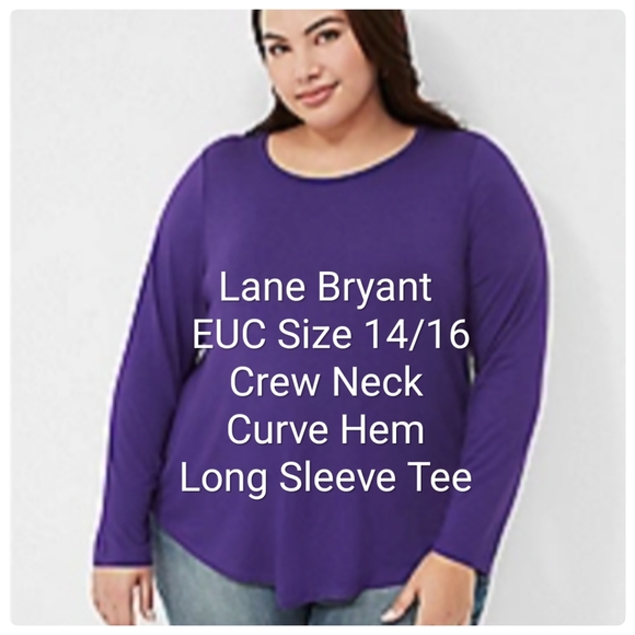 Lane Bryant Crew Neck Curve Hem Long sleeve T-shirt size 14/16 - Picture 1 of 4
